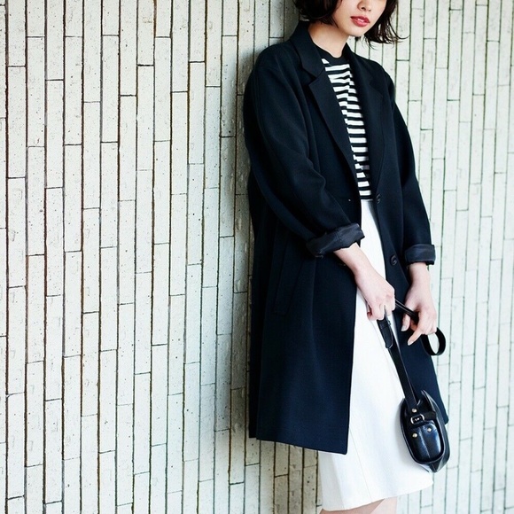 UNIQLO U Double Face Coat Overcoat Navy Blue - Picture 3 of 4